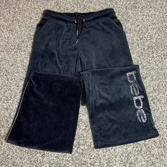 Black bebe velour sweatpants - Picture 2 of 3